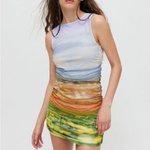 UO Austin Mesh Dress in Landscape Print Size Medium *NWT*